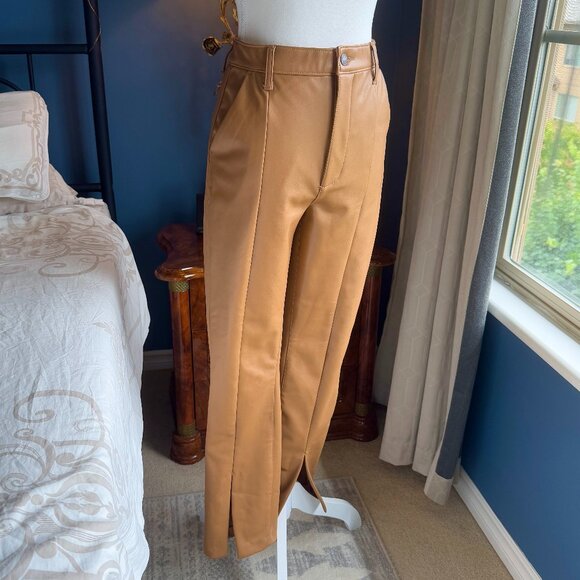 Abercrombie & Fitch Tan Vegan Leather "The Skinny" Ultra High Rise Pants - Picture 3 of 14